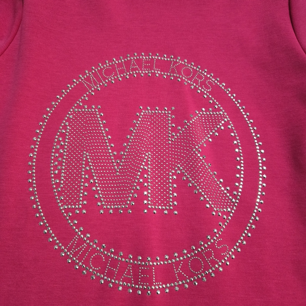 Pink Hooded Dress with MK Logo - Picture 3 of 5